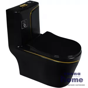 Унитаз-моноблок Emmy EY-9007G безободковый с сиденьем микролифт, черный/золото